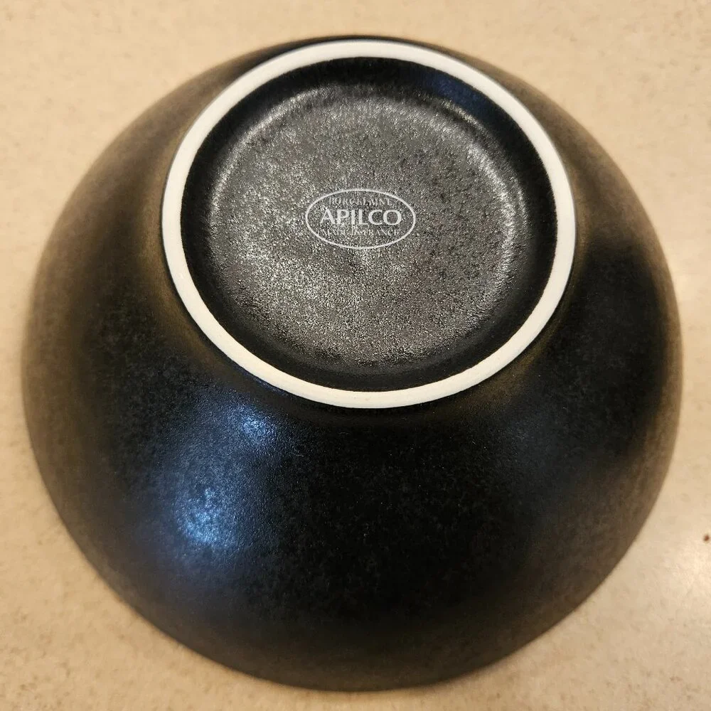 4 MODERN WILLIAMS SONOMA APILCO BLACK REGLISSE FRANCE PORCELAIN SOUP BOWL DISH
